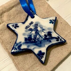 Blue and White Ceramic Star Ornament
